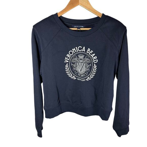 Veronica Beard Beaumont Logo Sweatshirt Size Large Navy - Picture 1 of 11